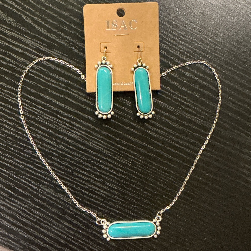 Isaac 16" Turquoise Necklace & Earrings Set